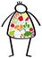 Simple obese stick figure man on a diet, body filled with healthy foods, colorful vegetables, changing his eating habits