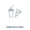 Simple outline Drink With Pizza icon. Pixel perfect linear element. Drink With Pizza icon outline style for using in
