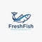 Simple outline fish line art monoline logo Vector badge design. tuna Fresh fish logo emblem label seafood vector icon. Creative sy