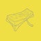 Simple outline grey joypad icon on yellow trendy background. Classic retro gempad icon