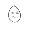 A simple outline illustration of an egg. Emotions, smiles, Easter characters. Hand drawn doodles. Smile joy death crying split