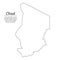 Simple outline map of Chad, silhouette in sketch line style