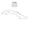 Simple outline map of Cuba, silhouette in sketch line style