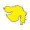 Simple outline map of Gujarat is a state of India.