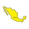 Simple outline map of Mexico with capital location