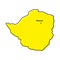 Simple outline map of Zimbabwe with capital location