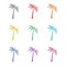 Simple palm tree icon, color set