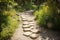 a simple pathway through a garden, dotted with stepping stones