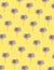 A Simple pattern of a bautiful purple flowers on a yellow background. Spring life style concept