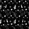 Simple pattern. Dandelions, seeds and leaves on a black background. Endless vector illustration.