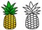 Simple pineapple icon, coloured / black and white version