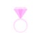 Simple pink diamond wedding ring icon, vector