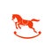 Simple playful jumping rocking horse vector icon