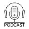 Simple PODCAST icon with microphone and headphones