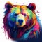 A simple portrait of a rainbow-colored bear. Abstract colorful bear