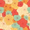 Simple primitive seamless floral pattern of bright large flowers