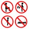 Simple prohibition sign, do not poop pee and sleep