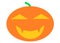 A simple pumpkin shape with a face cut out for Halloween against a white backdrop