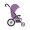 Simple purple baby carriage with layette