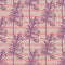 Simple purple contoured branch shapes seamless pattern. Pink and grey stripped background