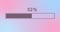 Simple purple progress or loader bar animation. Loader bar from zero to one hundred percent on gradient pink and blue