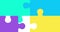 Simple puzzle animation on white background. the four pieces of the puzzle come together and then diverge