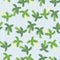 Simple random botanic seamless pattern with green hand drawn palm tree shapes. Blue light background