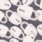 Simple random doodle seamless pattern with white lock shapes. Grey baackground with splashes. Creative door element print