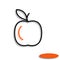 A simple raster line image of an apple, a linear icon for an agricultural farm.