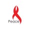 Simple red curves ribbon peace logo vector