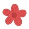 Simple red flower head top view, spring design element, vector