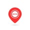 Simple red geotag logo or map pin icon