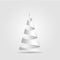 Simple red paper ribbon folded in a shape of Christmas tree. Merry Christmas theme. 3D vector illustration on white