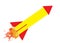 A simple red yellow rocket with jet exhaust flame shooting into the air