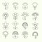 Simple retro small flowers set of outline icons eps10