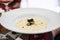 Simple risotto dish with black truffles