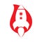 Simple Rocket drop shape concept Logo Vector