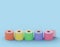 Simple rolls of multi-colored toilet paper