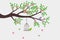 Simple Romantic Tree Vector With Bird And Birdcage