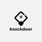 Simple rooftop home in door knock logo icon vector template