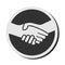 Simple round handshake icon or badge illustration