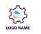 Simple sailboat and gear logo design