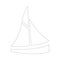 Simple sailboat icon. Boat for summer sailing or yachting. Outline, line art, black and white icon, boat sticker