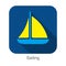 Simple sailing flat icon on the sea, vector