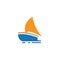 Simple Sailing Vessel Boat Sea Vacation Journey Logo