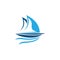 Simple Sailing Vessel Boat Sea Vacation Journey Logo