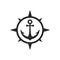 Simple Sailor Ship anchor in compass shape badge or insignia