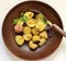 Simple salad with young potatoes with mustard-lime sauce