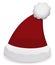 Simple Santa`s Hat with Red Velvet, White Fur and Pompom, Vector Illustration