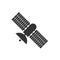 Simple satellite icon with antenna and solar panels for logos, websites and apps